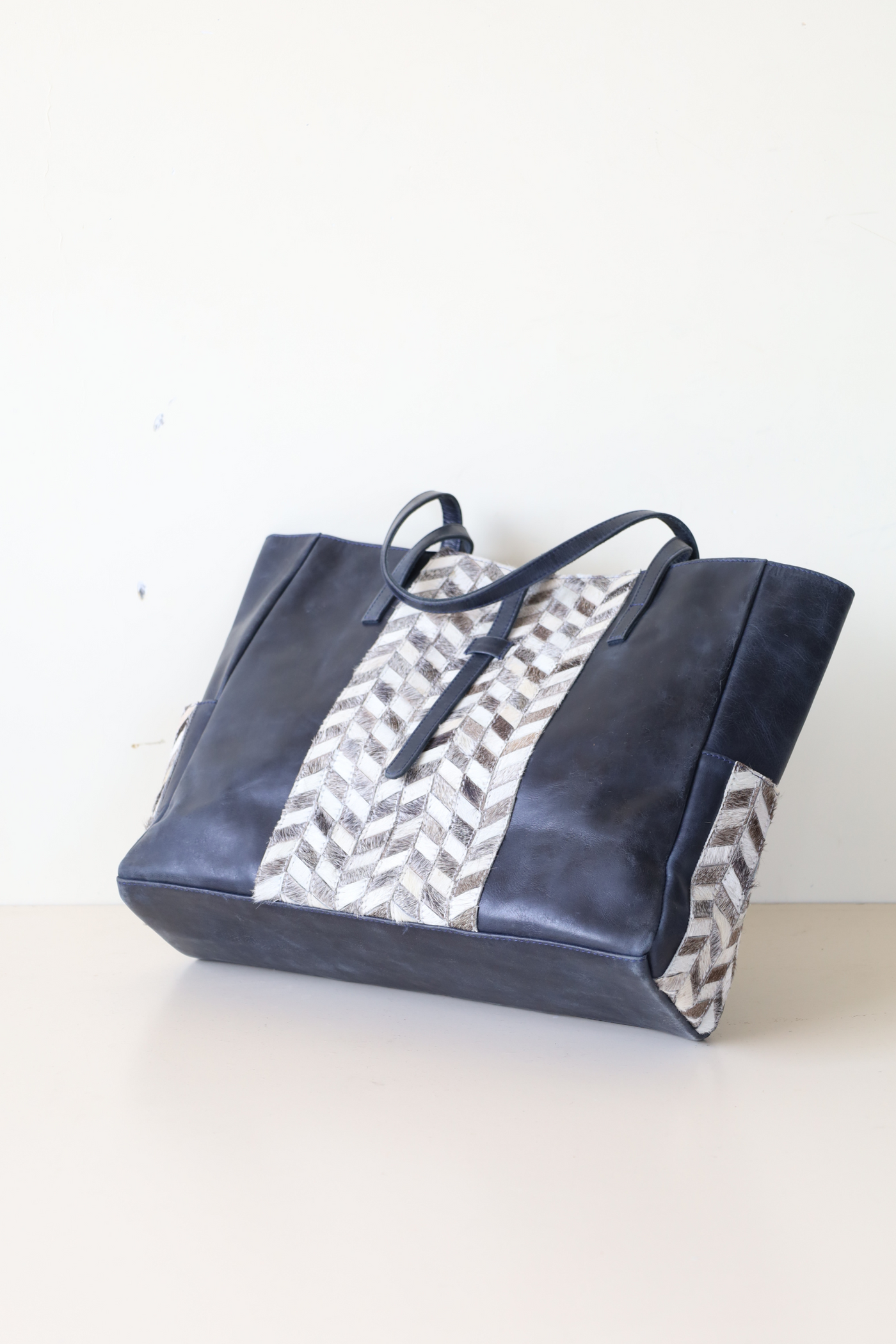Dimensional Hair-on leather tote bag
