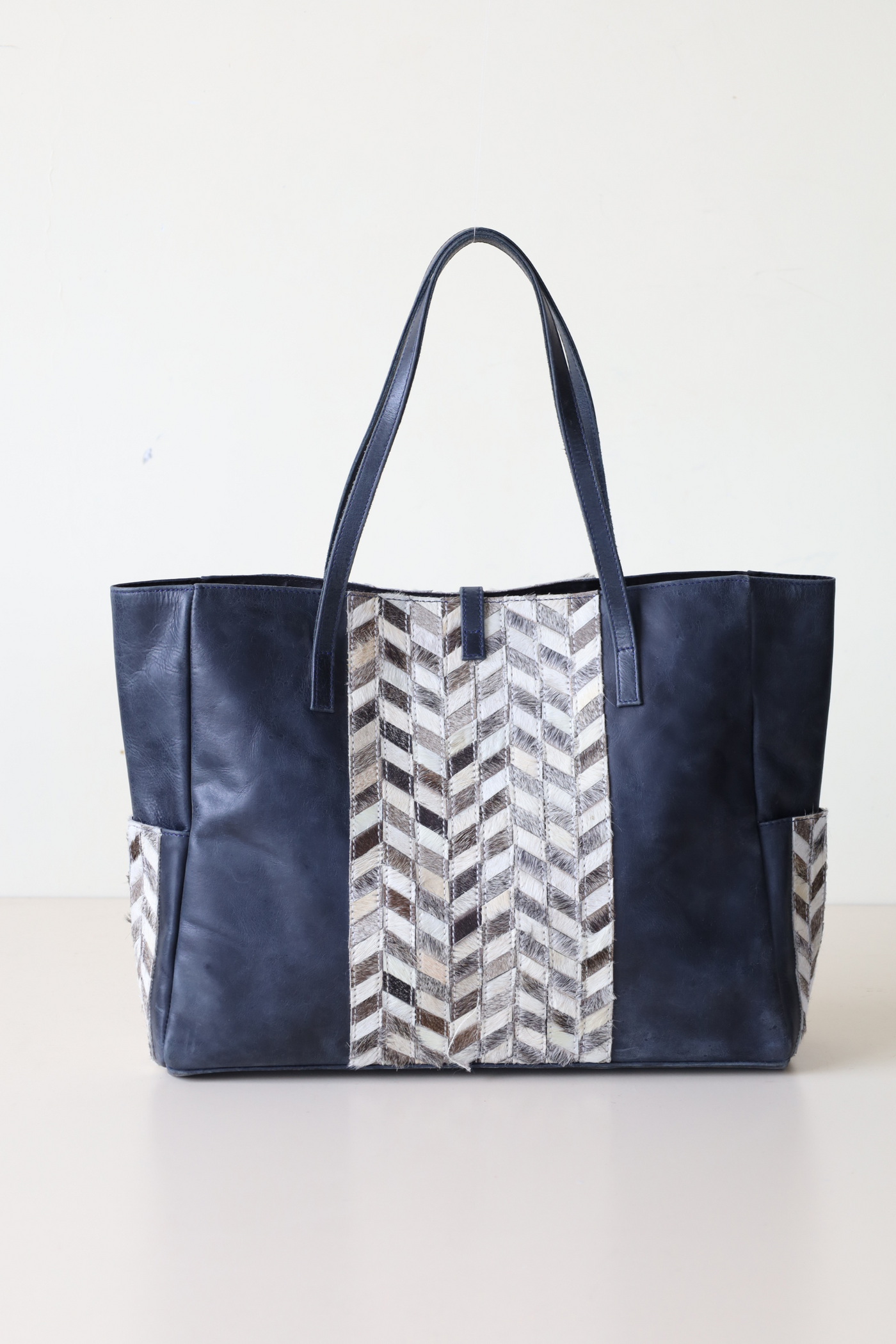Dimensional Hair-on leather tote bag