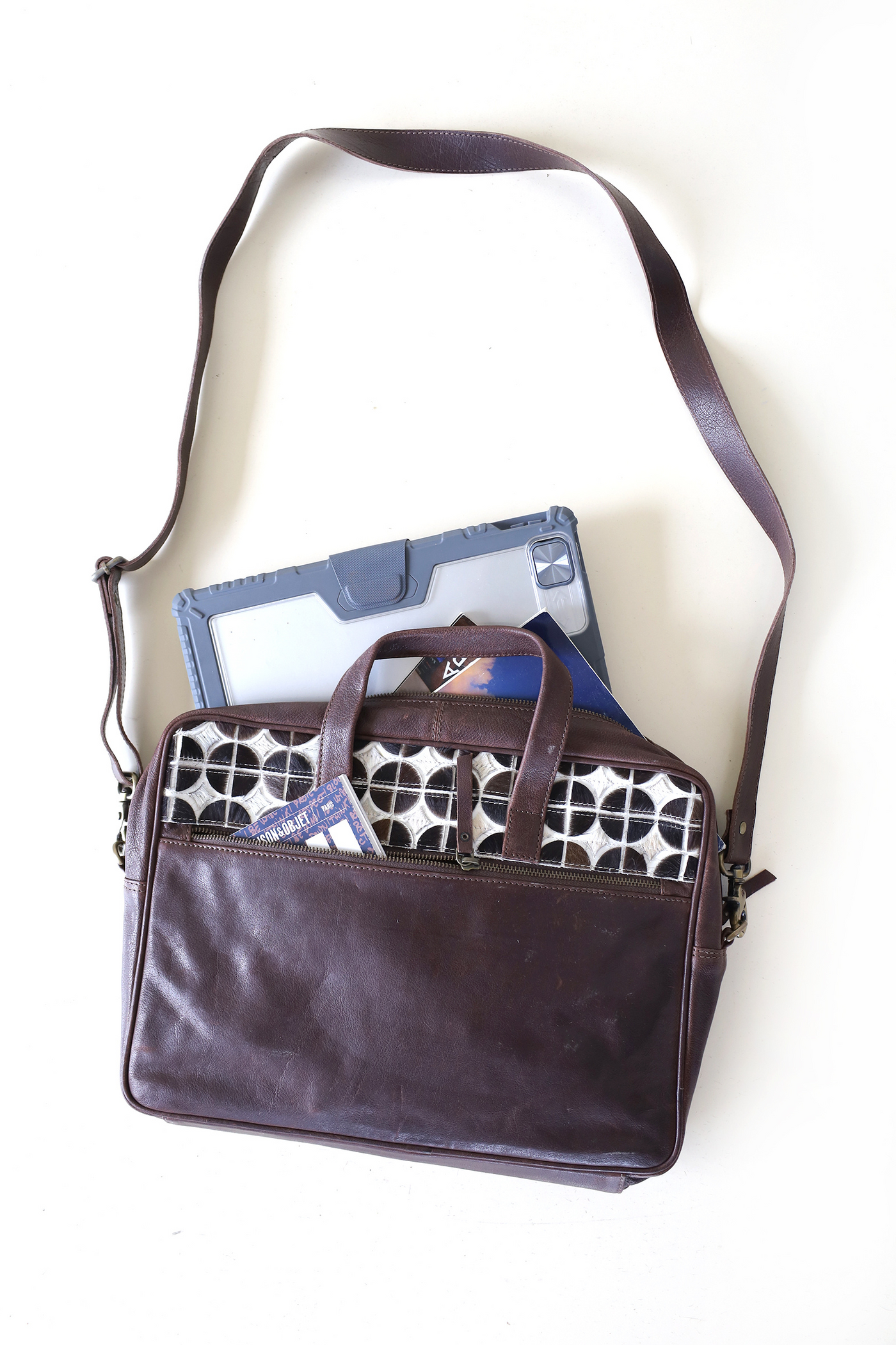 Structured hair-on laptop bag