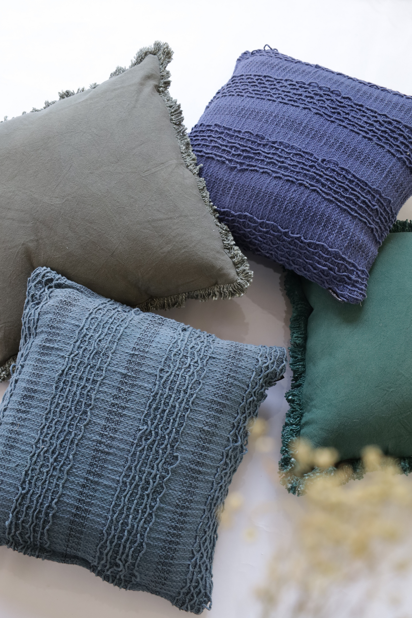 Dusty olive cotton cushion