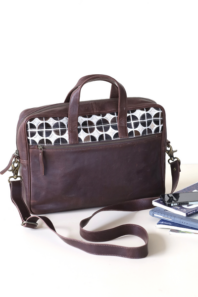 Structured hair-on laptop bag