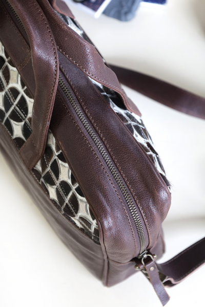 Structured hair-on laptop bag