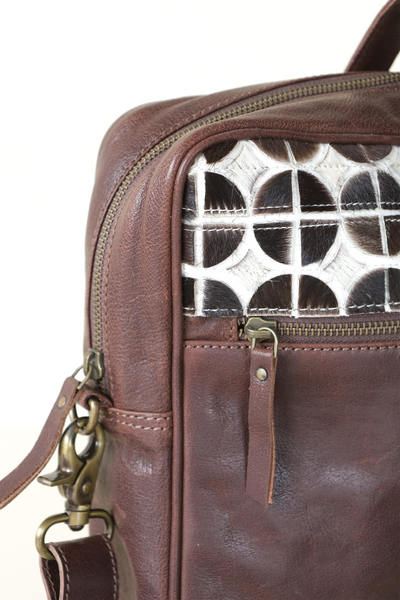 Structured hair-on laptop bag