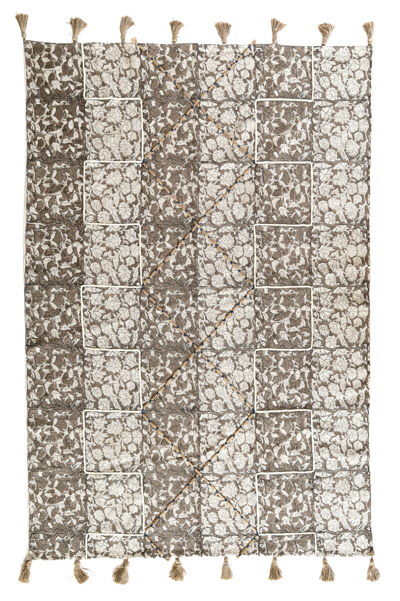 EARTHY FLORAL BLOCK PRINTED RUG