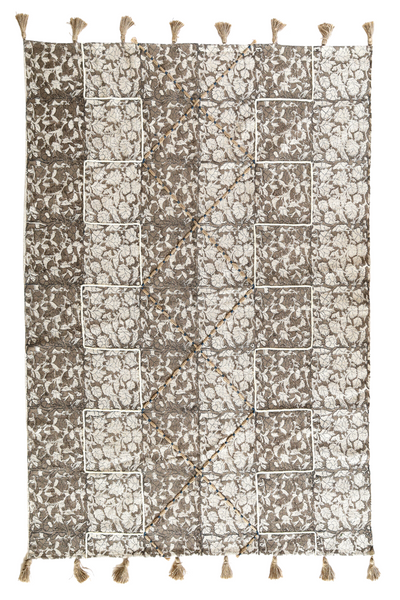 EARTHY FLORAL BLOCK PRINTED RUG