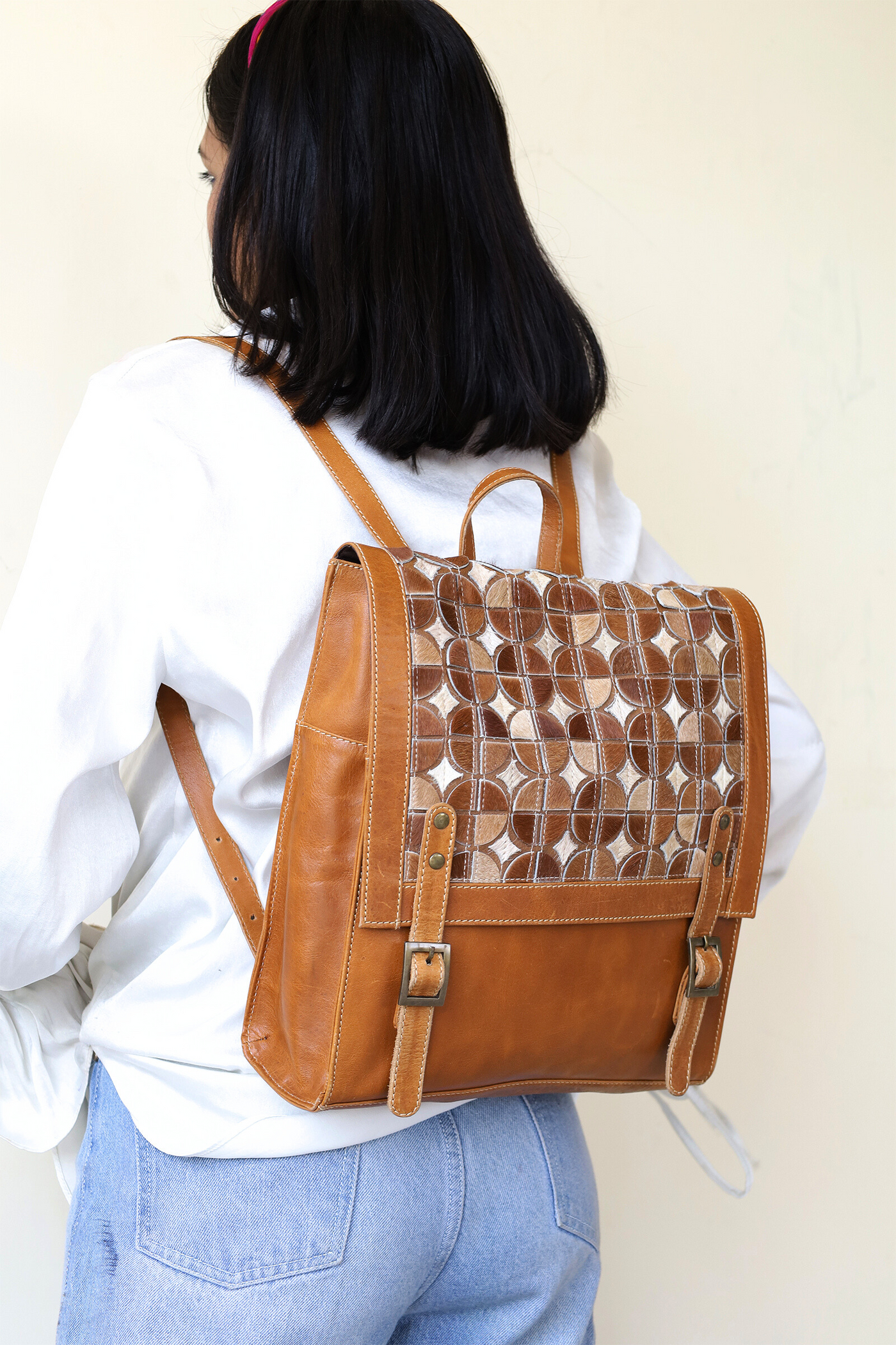 Hair on Leather bag pack