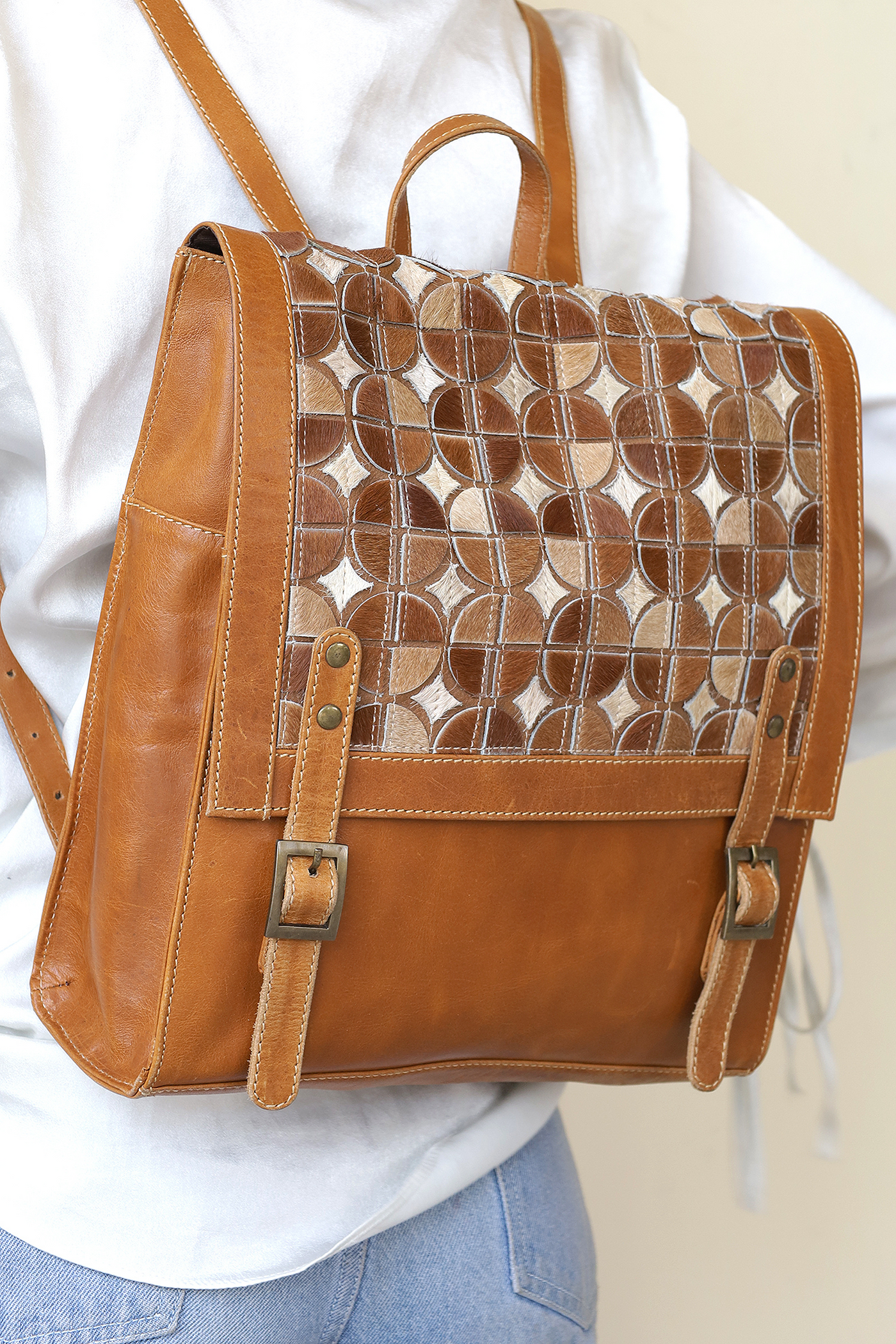 Hair on Leather bag pack
