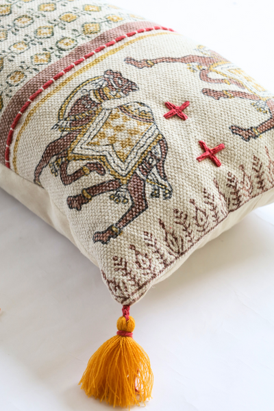 CAMEL BLOCK PRINT CUSHION