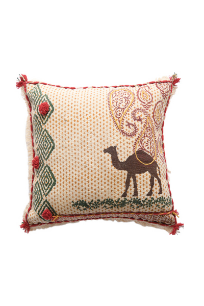 Indi folk block print cushion