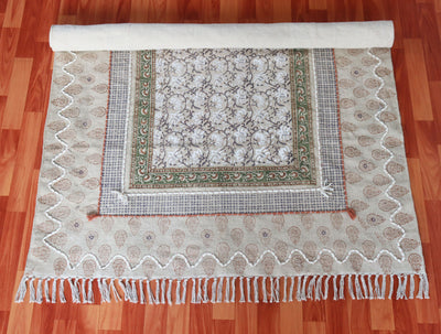 Cotton rug, Vintage rug, Bedroom rug, Block printed rug, dhurrie carpet,  3x5, 4x6, 5x8 Feet
