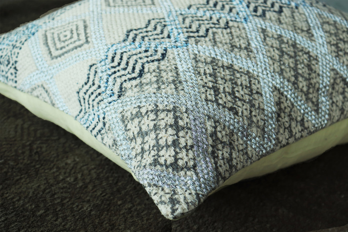 AUGUSTA BLOCK PRINT  WOVEN CUSHION